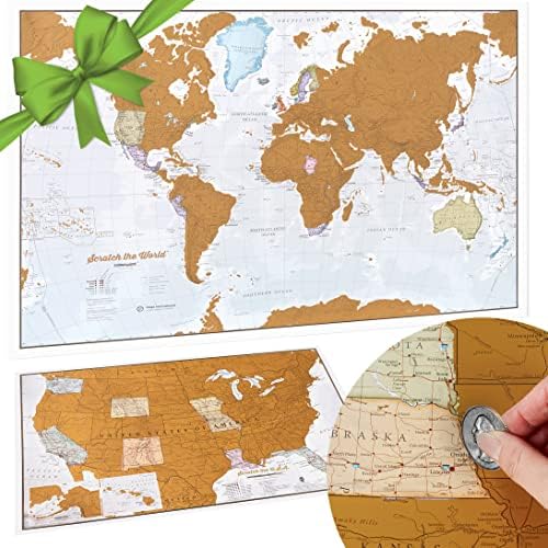 Maps International Scratch Off Map of The World Poster + USA Scratch Print – 17(…