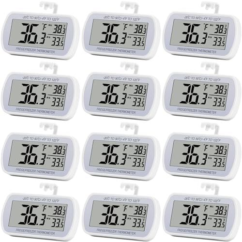 Refrigerator Thermometer Digital Fridge Freezer Room Thermometer Waterproof Larg…