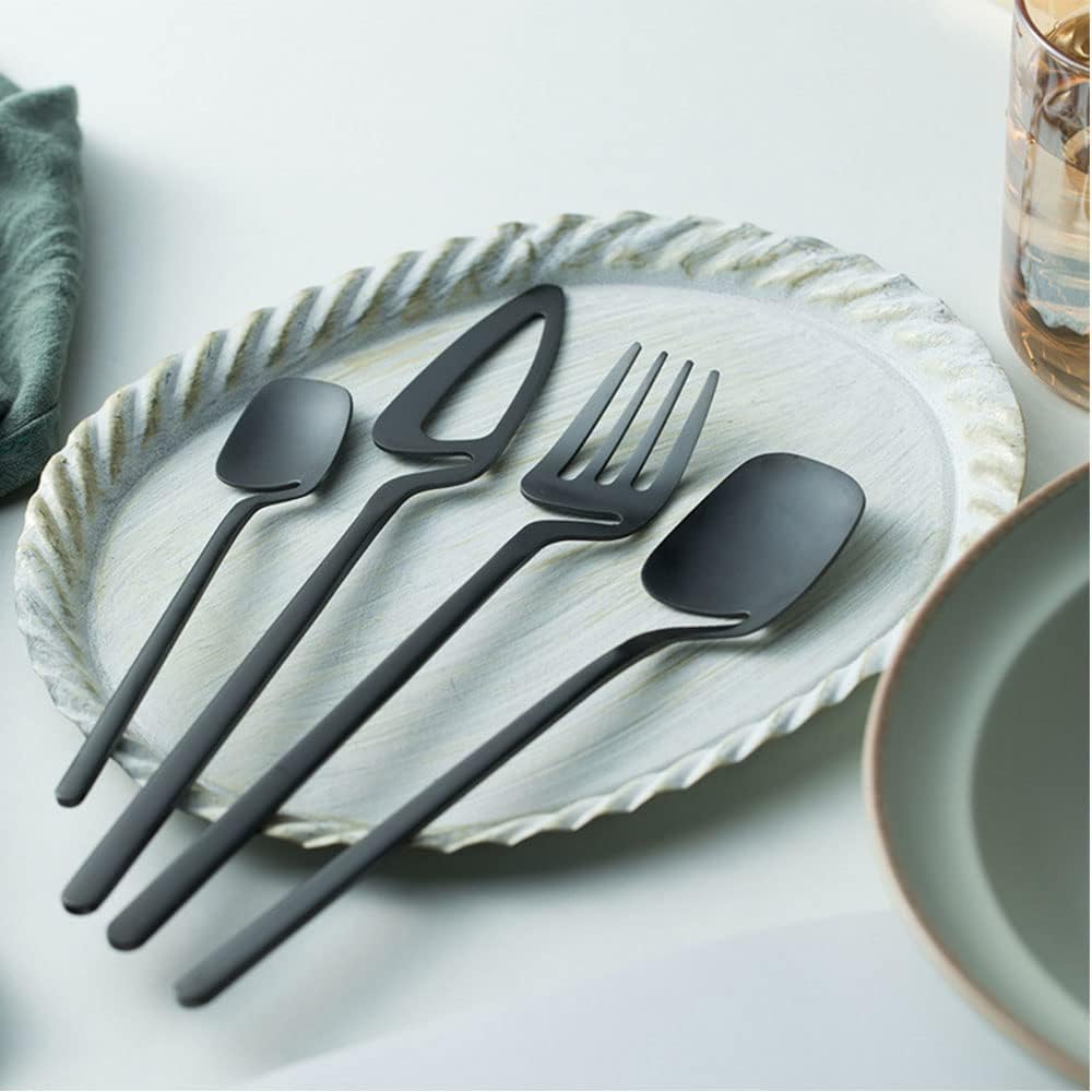 Dinner Stainless Steel Gold Silverware Set for 6 Flatware Steak Knife Forks Spoon Coffee Dessert 24-Piece Set Personality Mirror Polished Dishwasher Safe Kitchenware
