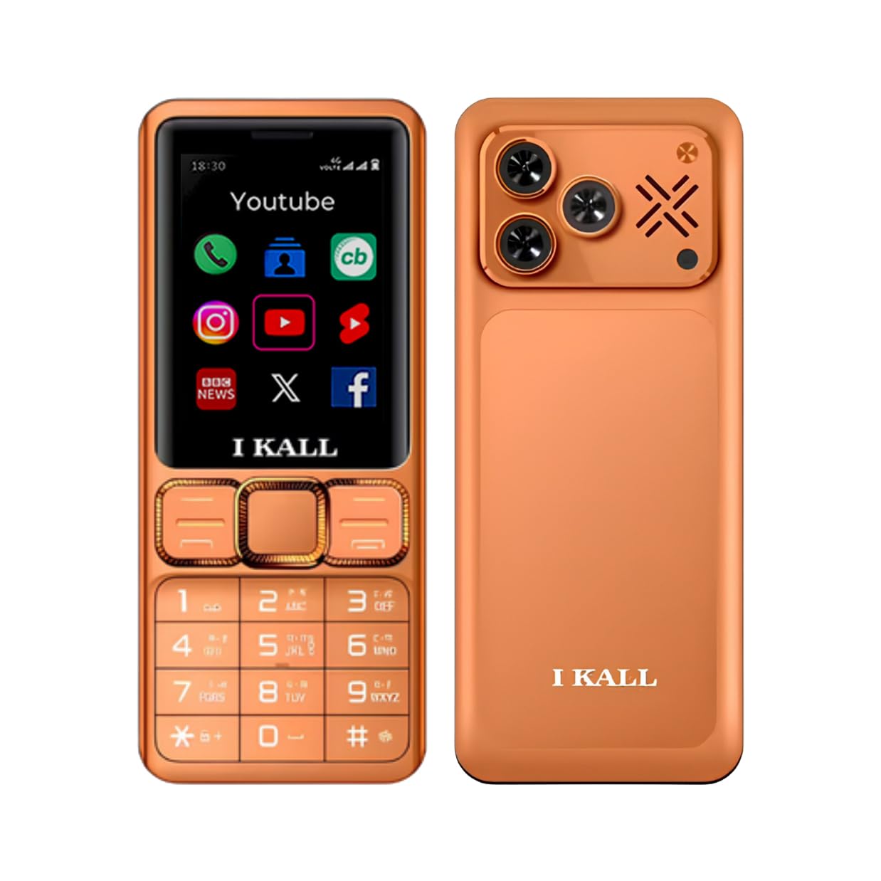 IKALL I7-4G Keypad Mobile Phone, 2.4-Inch Display, 2500mAh Battery, Type-C Charging, Dual SIM, FB & Utube Support (Orange) IKALL I7-4G Keypad Mobile Phone, 2.4-Inch Display, 2500mAh Battery, Type-C Charging, Dual SIM, FB & Utube Support (Orange)