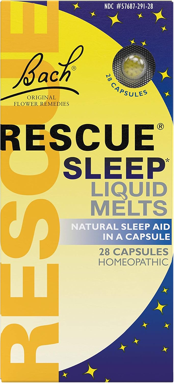 Bach RESCUE SLEEP Liquid Melts, Natural Orange Vanilla Flavor, Natural Sleep Aid, Stress Relief, Homeopathic Flower Essence, Free of Melatonin, Gluten & Sugar, Non-alcohol, Non-Narcotic, 28ct. Bach RESCUE SLEEP Liquid Melts, Natural Orange Vanilla Flavor, Natural Sleep Aid, Stress Relief, Homeopathic Flower Essence, Free of Melatonin, Gluten & Sugar, Non-alcohol, Non-Narcotic, 28ct.