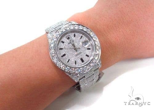 Rolex Datejust Ii Steel Fully Diamond Watch 36727 Mens Diamond Rolex Watch Collection White Stainless Steel Round Cut 25 75 Ct