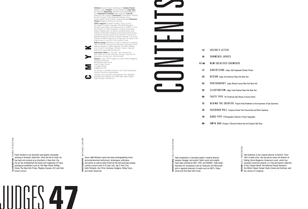 CMYK Magazine table.of.contents on Behance