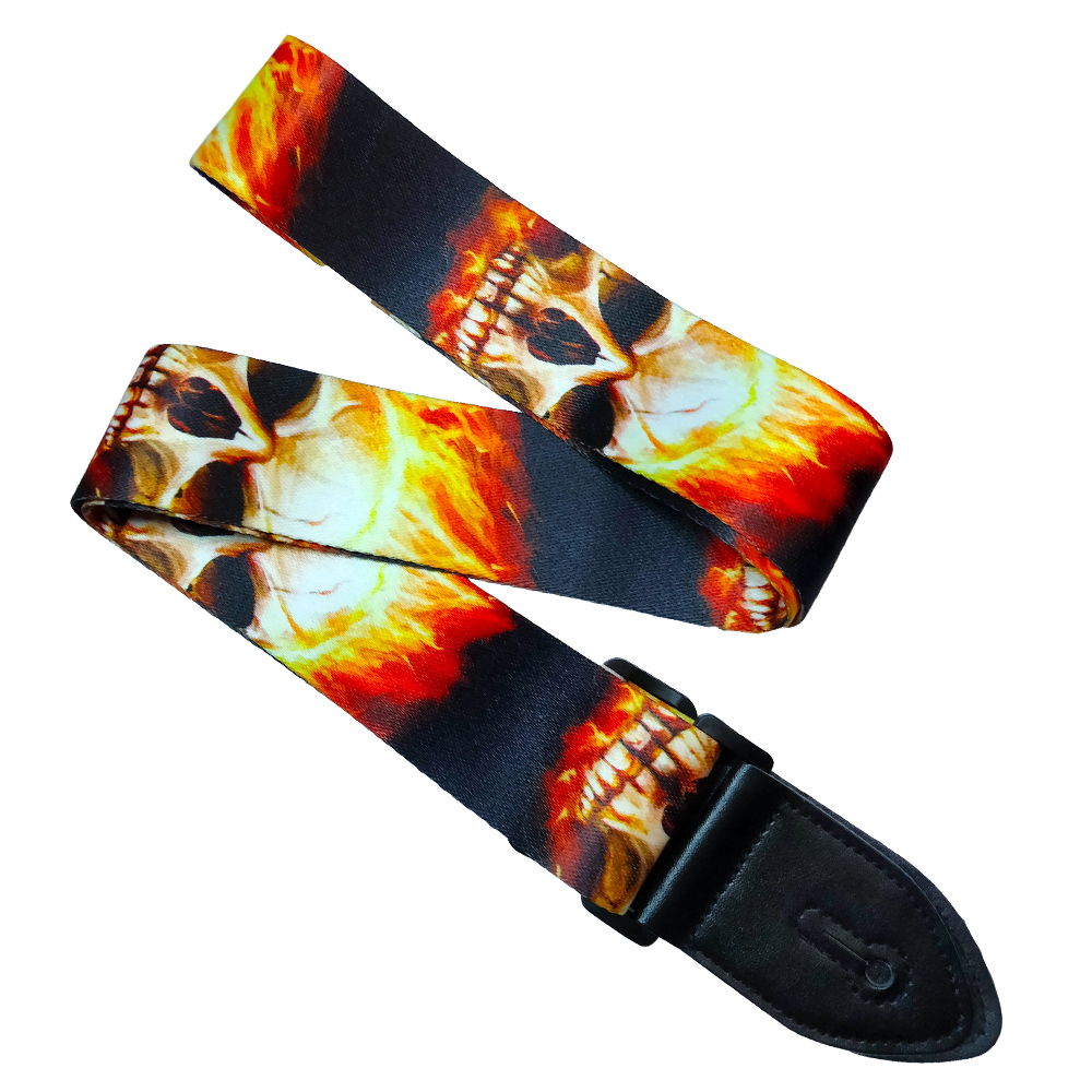 Lespoir Skull Pattern Guitar Strap Fire Haze MuzikOne