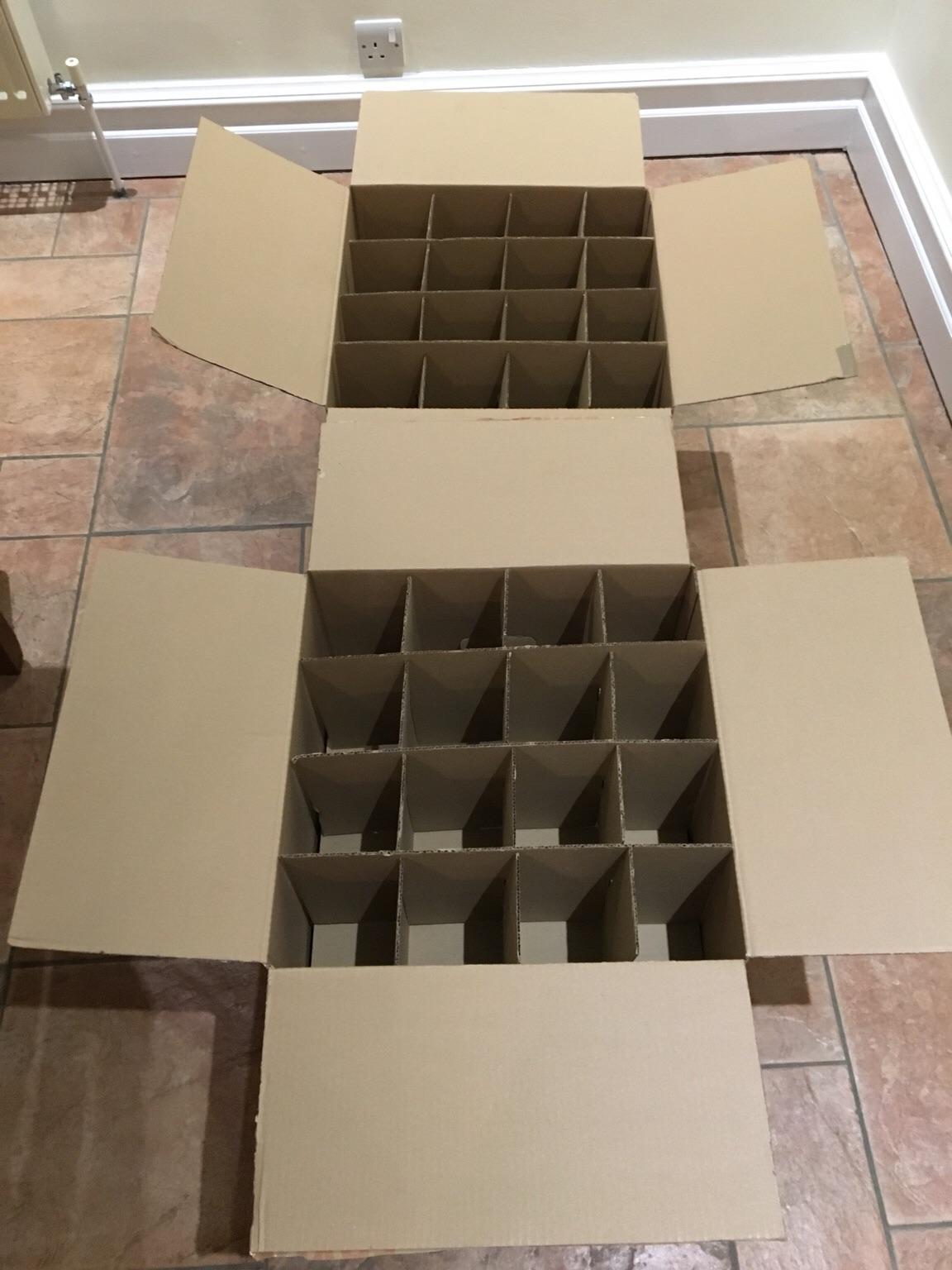 2 x Cardboard boxes with glass/mug dividers in MK9 Walk for £10.00 for