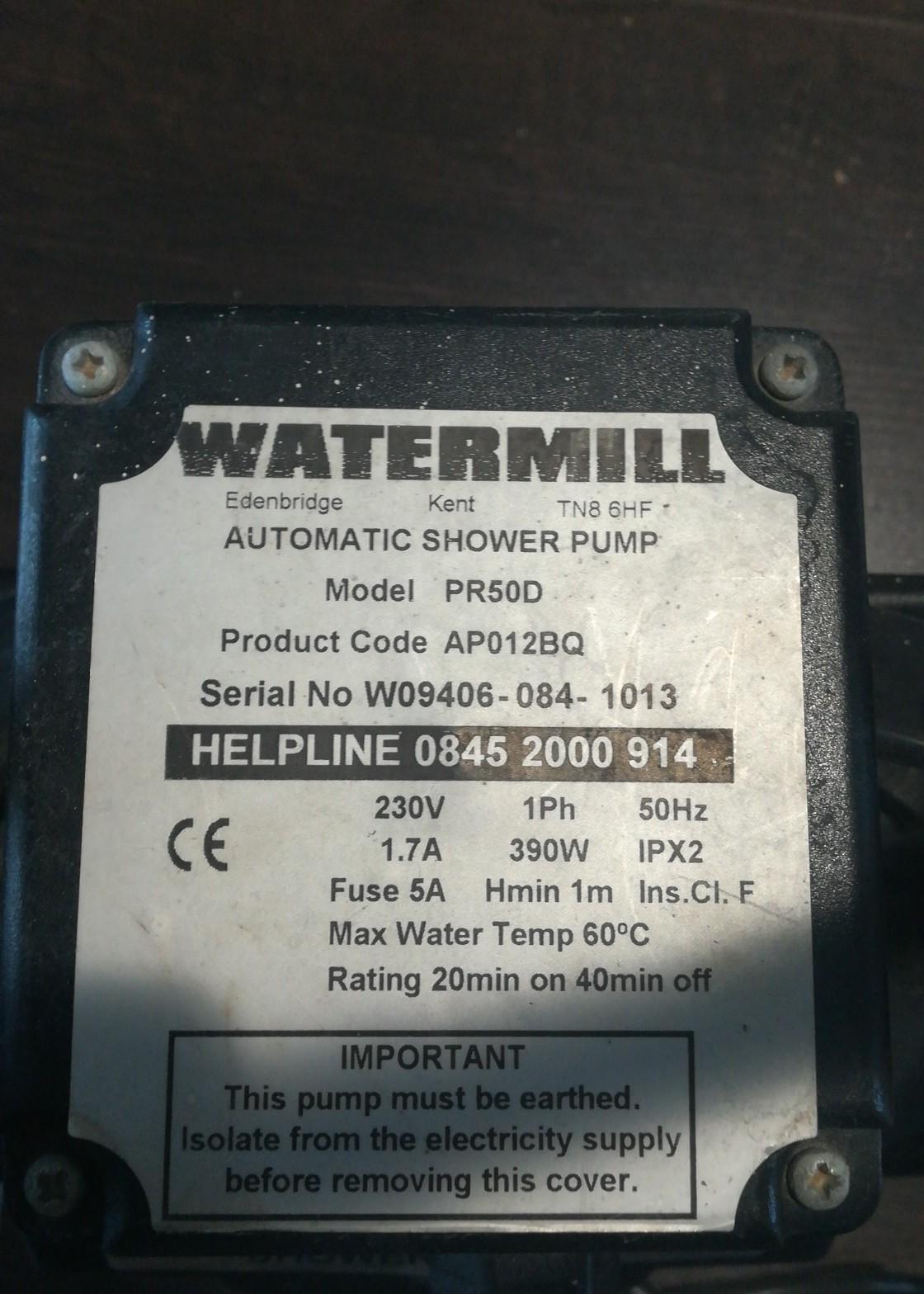WaterMill Automatic Shower Pump PR50D in Luton für 50,00 £ zum Verkauf