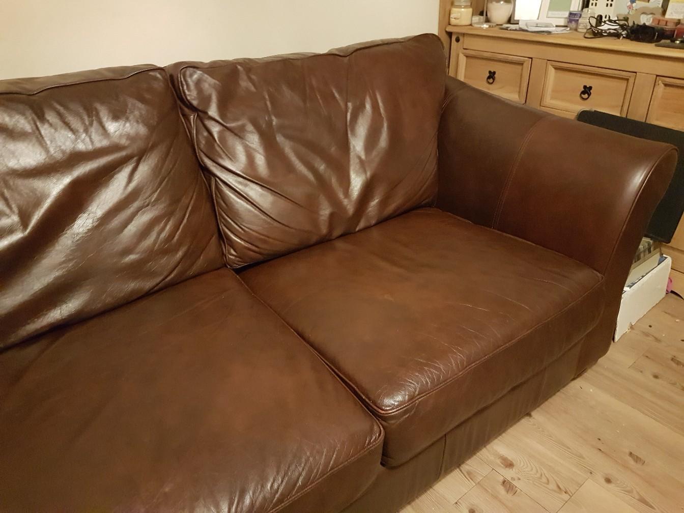 M&S Fine Brown Leather Abbey sofa bed in Lower Darwen for £150.00 for