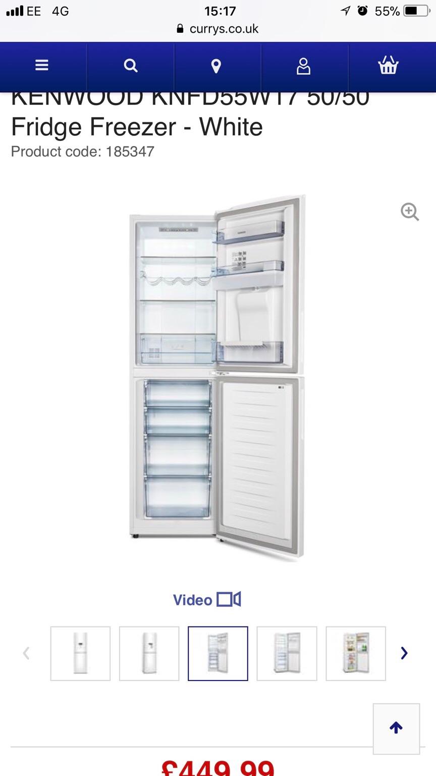 Kenwood Fridge Freezer 50/50 Water dispenser in E9 London for £270.00