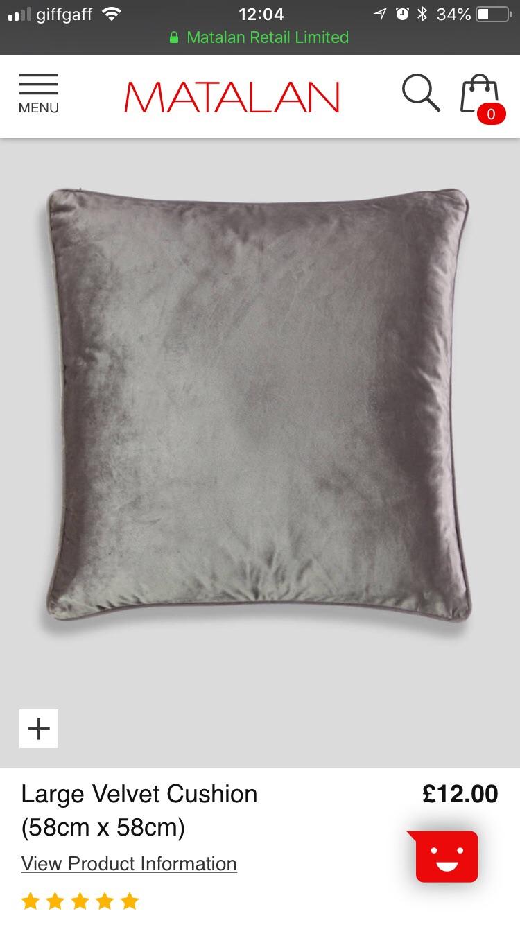 Matalan large mink velour cushions in ME15 Maidstone for £15.00 for sale Shpock
