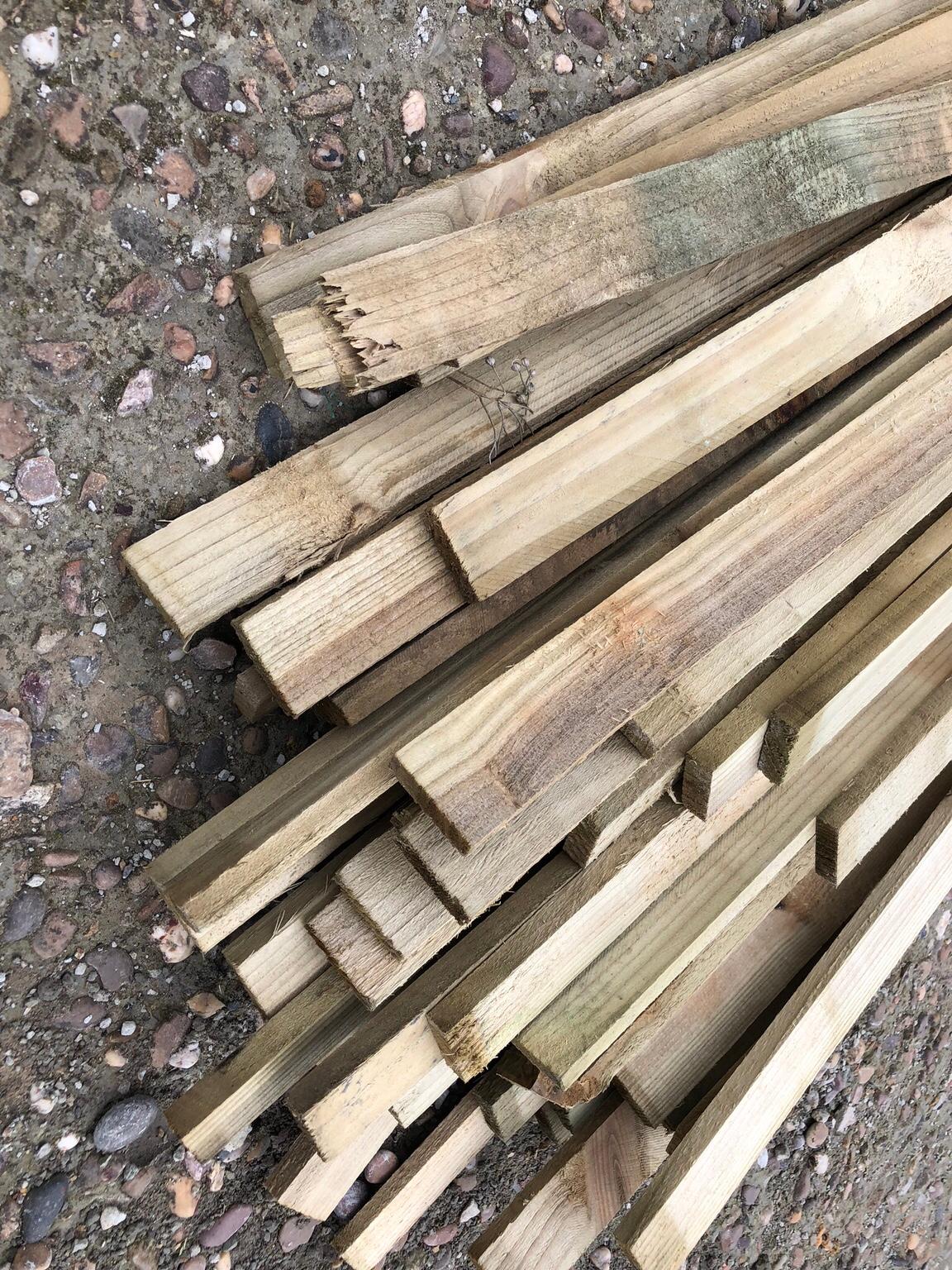 50 thin dry thin tanalised wood latts in BD4 Bradford for £17.00 for