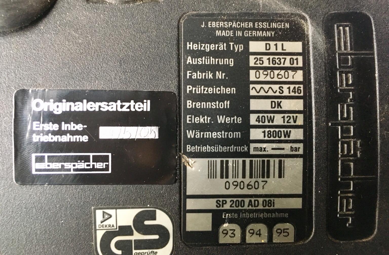 Eberspächer Standheizung D1L 12Volt in 6414 Mieming für 150,00 € zum