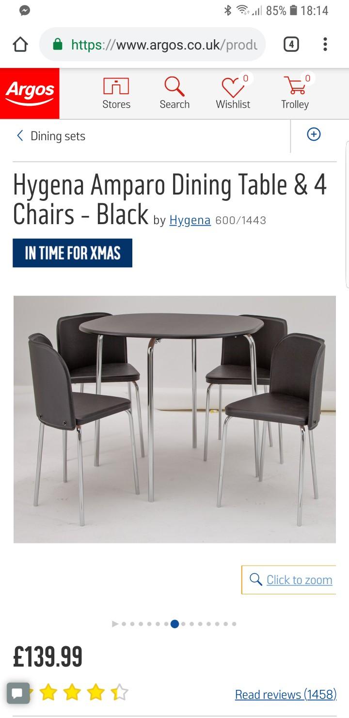 Hygena Amparo Dining Table and 4 chairs in DL2 Faverdale for £80.00 for