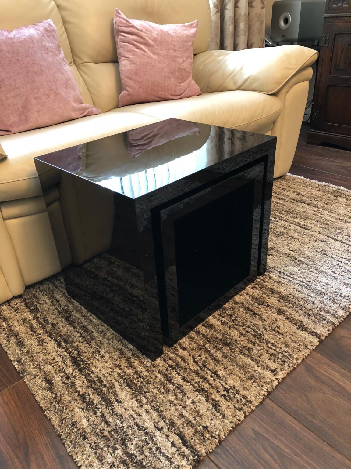 Next Black High Gloss Nest of 2 Coffee Tables in CH48 Wirral for £40.00