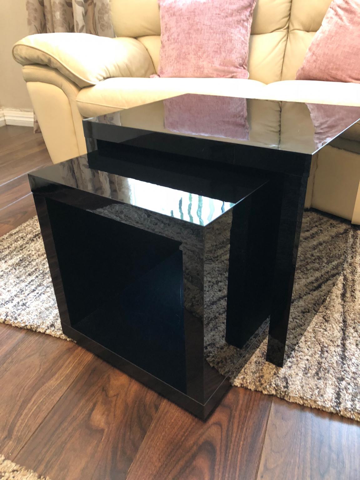 Next Black High Gloss Nest of 2 Coffee Tables in CH48 Wirral for £40.00