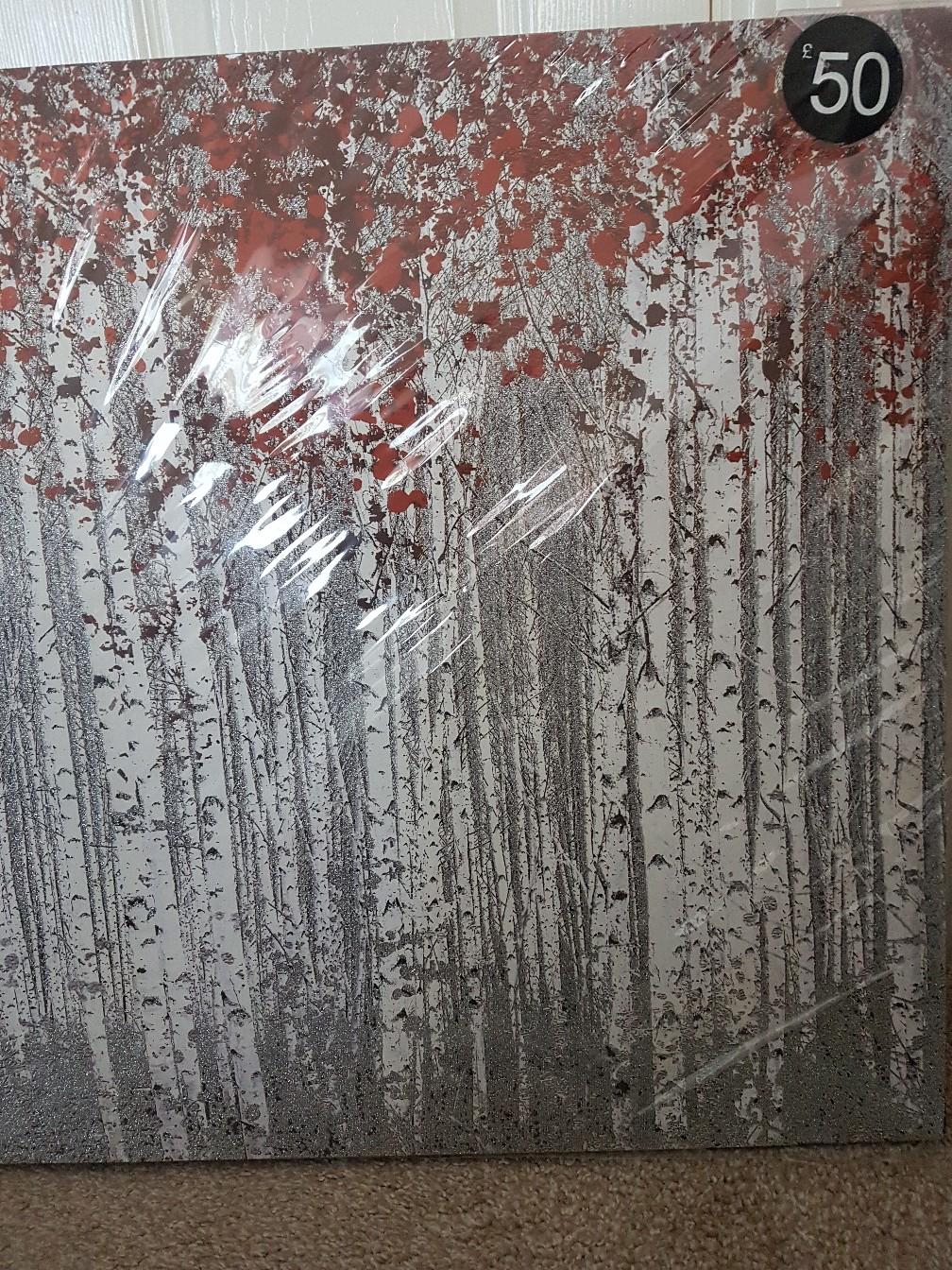 new large silver glitter wall art canvas in ST6 Tunstall für 20,00