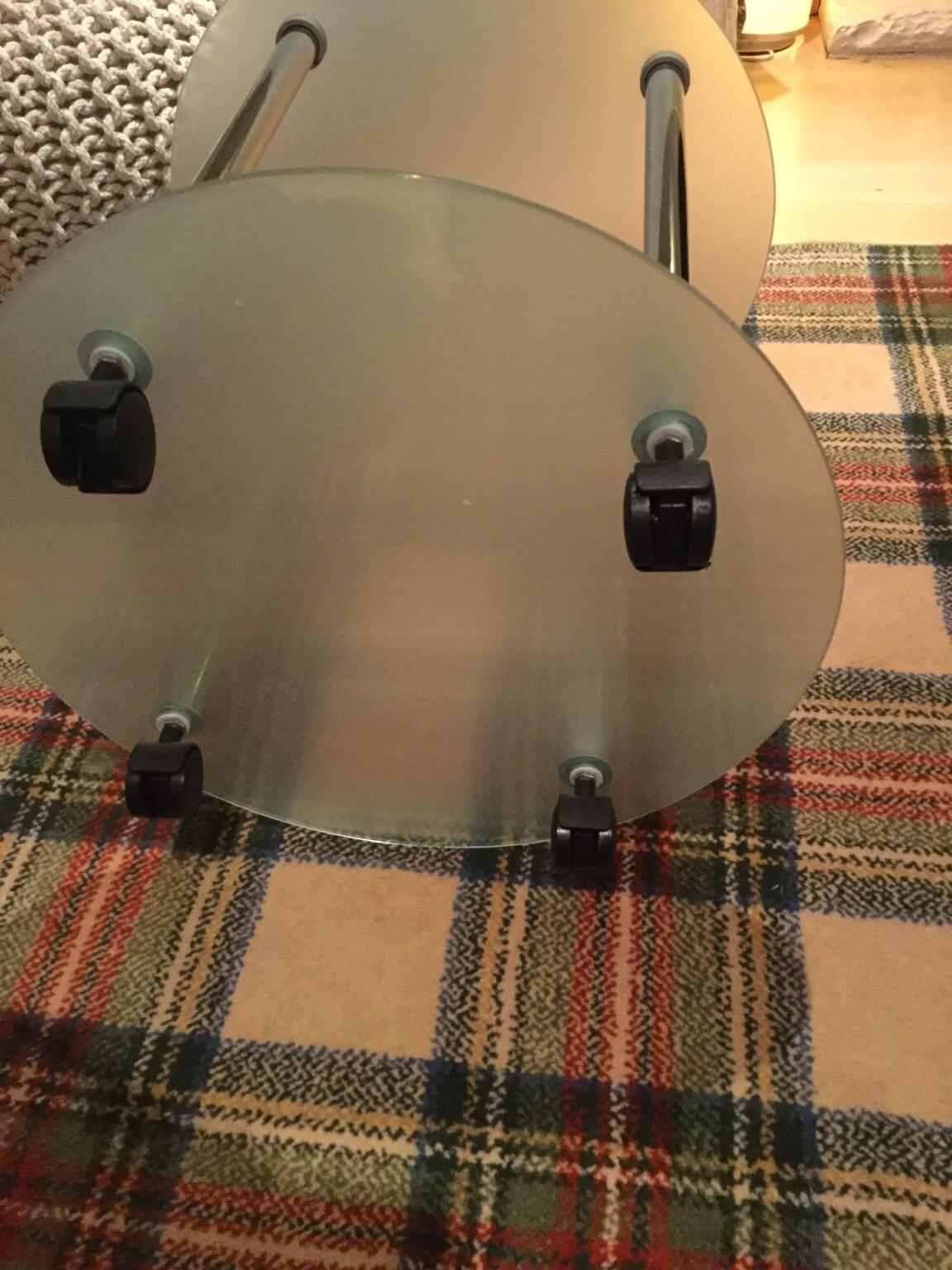 Glass side table on wheels in B62 Dudley for £14.99 for sale Shpock