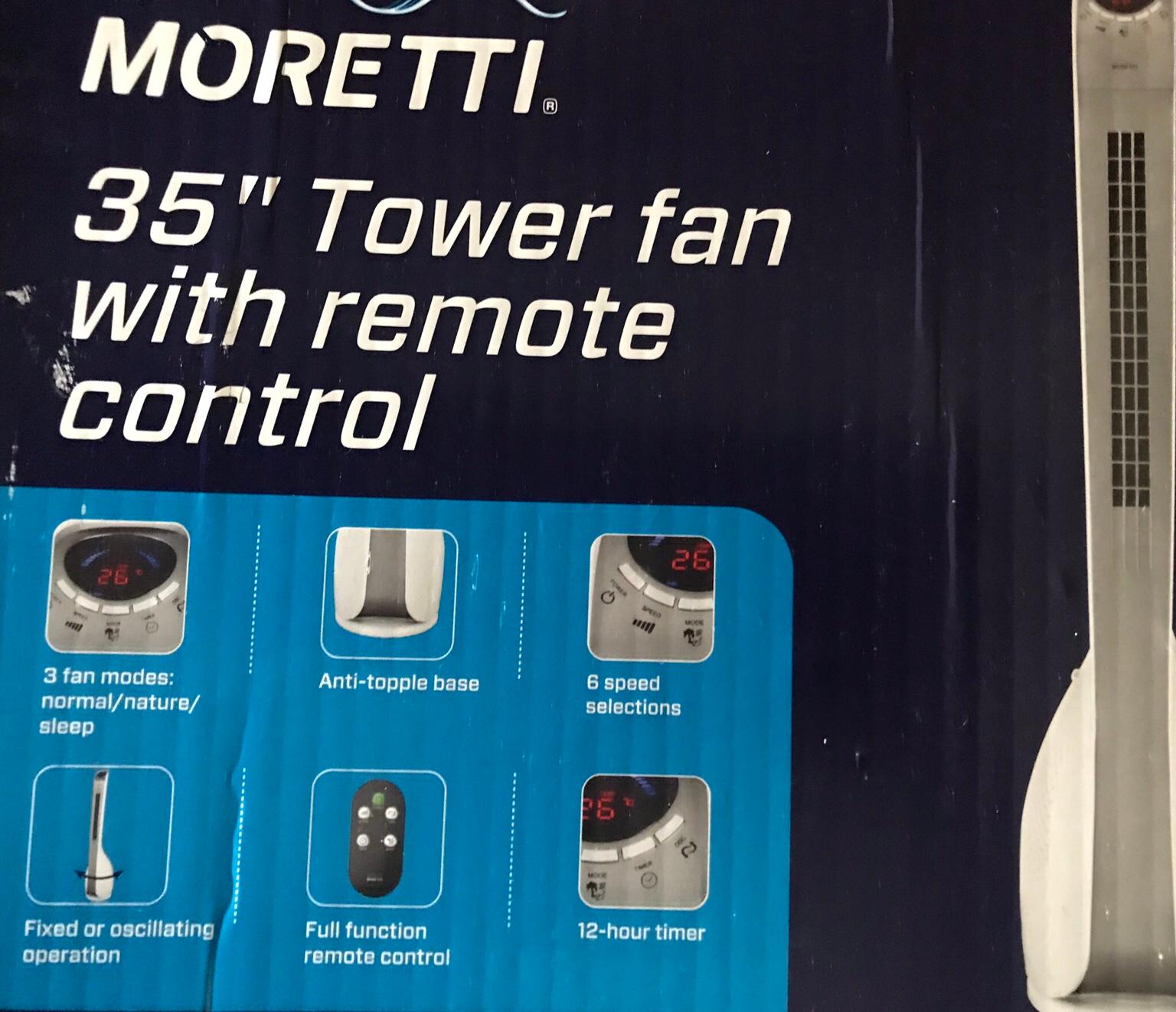 Moretti 35” Tower fan with remote control in SM1 Sutton for £41.00 for