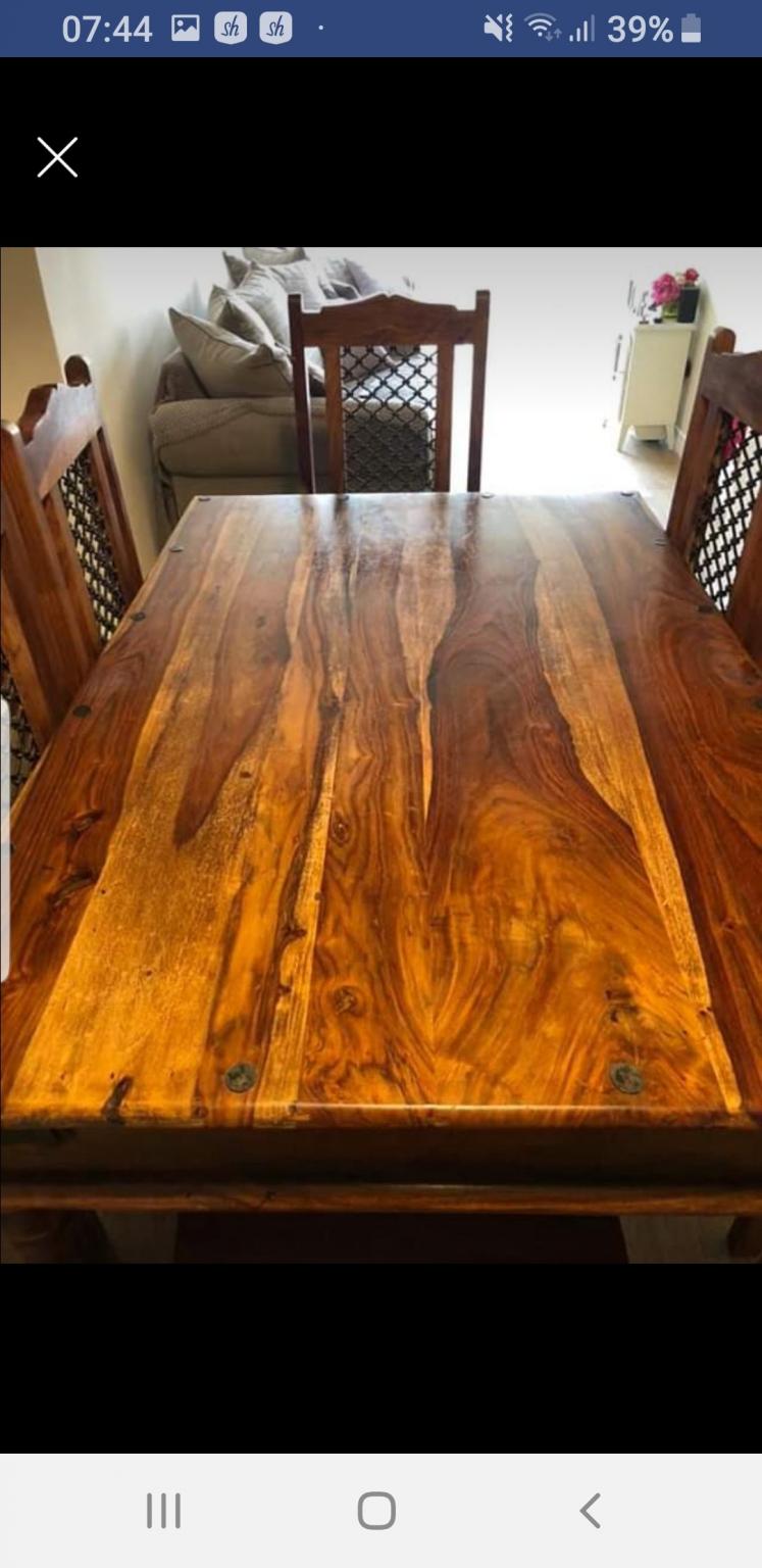 Rustic Jali Sheesham Dining Table and Chairs in East Staffordshire for