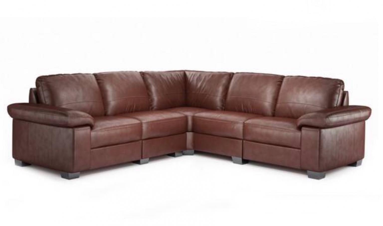 DFS Linea Leather Corner Sofa & Stool as new in Charnwood for £795.00
