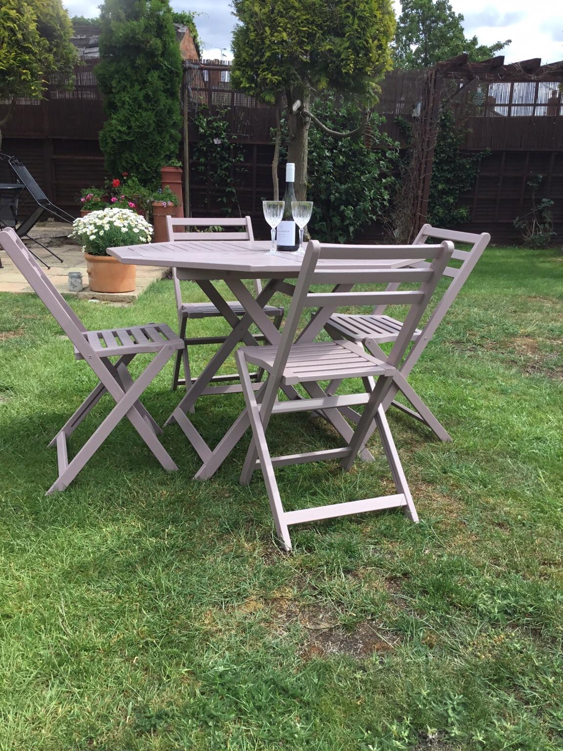 WOODEN GARDEN TABLE & 4 CHAIRS in Blaby for £115.00 for sale Shpock
