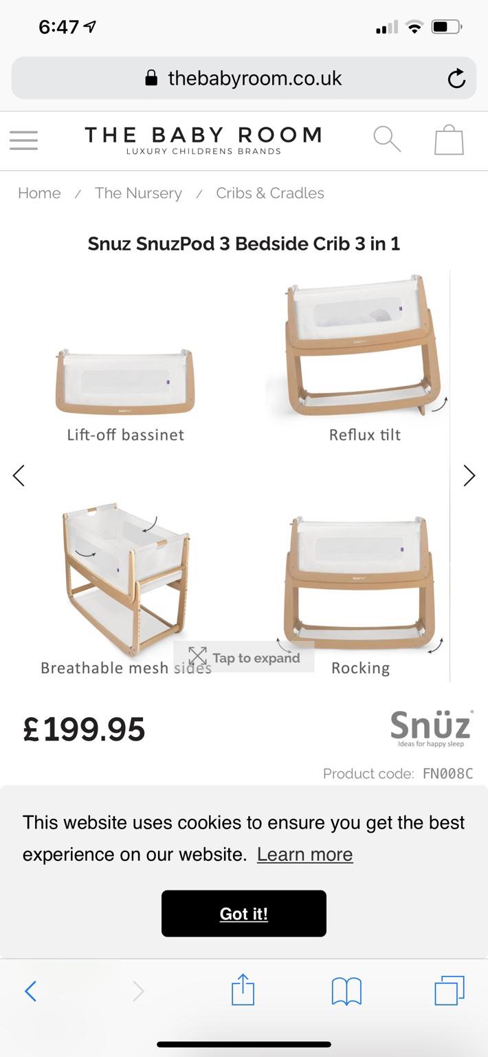 SNUZPOD NEXT TO ME CRIB in SW10 Chelsea for £60.00 for sale Shpock