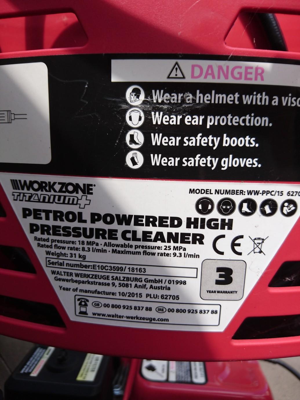 PETROL PRESSURE JET WASHER WORKZONE TITANIUM+ in N18 Enfield for £125.