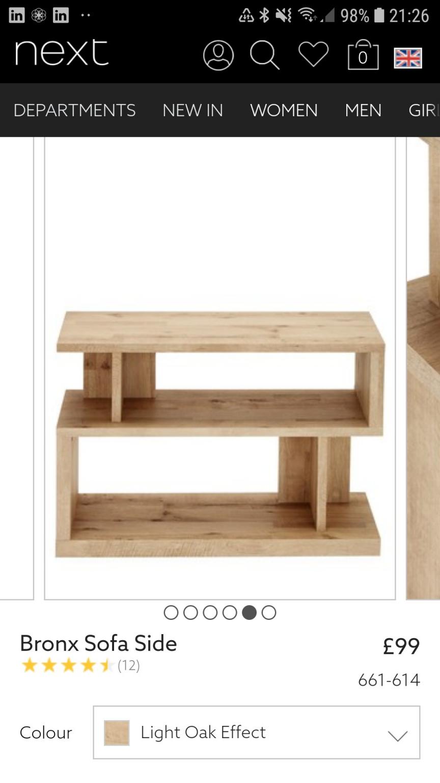 Next Bronx light oakshelves shelf bookcase in SK7 Stockport for £45.00