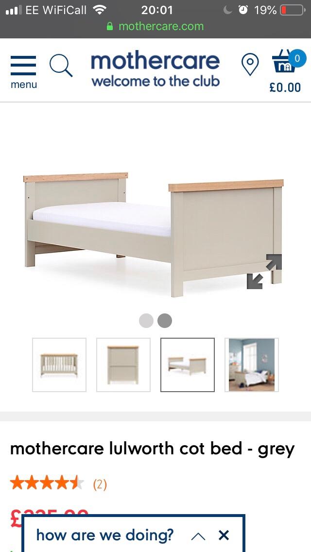 Lulworth cot bedgrey from MotherCare in WS13 Lichfield for £85.00 for
