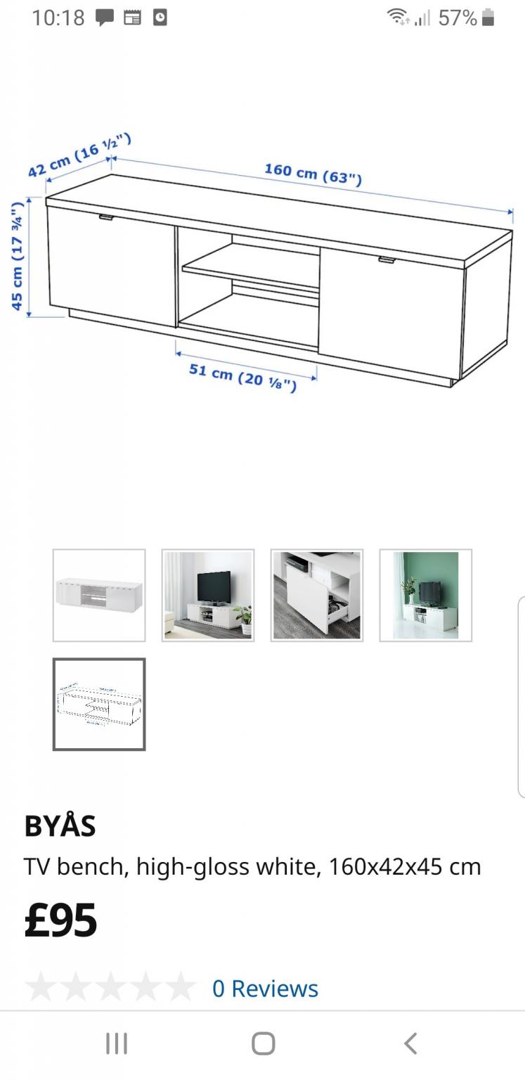 ikea white gloss tv stand £50 in RM16 South Ockendon für 45,00 £ zum