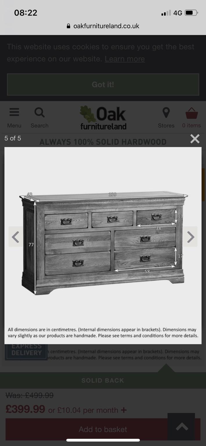 Oak furniture land “French farmhouse” chest in B79 Tamworth for £210.00