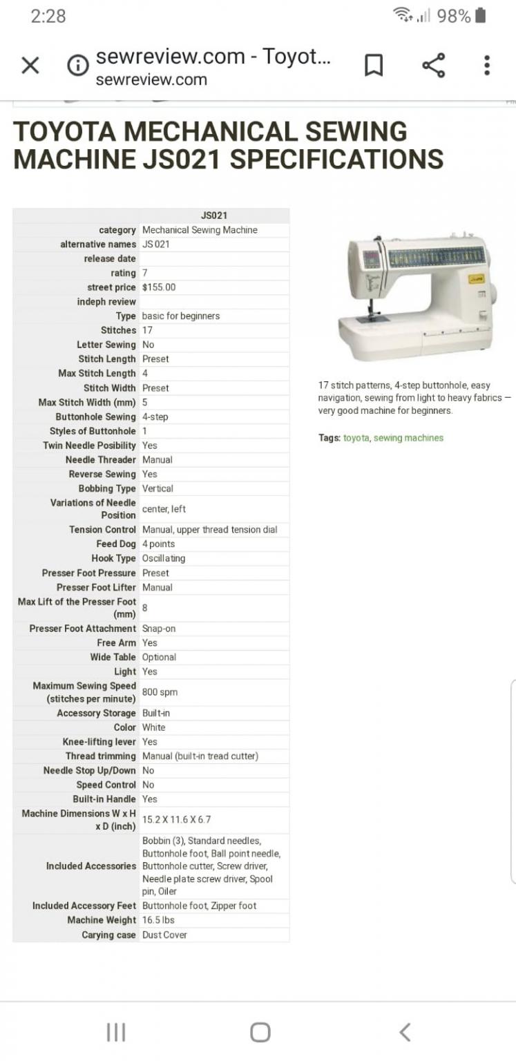 Toyota Jeans sewing machine in E17 London Borough of Waltham Forest for