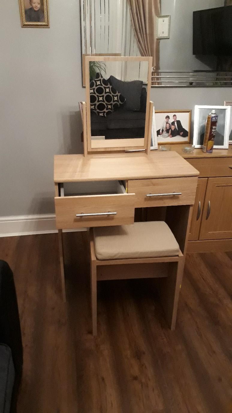 Small oak dressing table with stool & mirror. in CH42 Wirral for £65.00