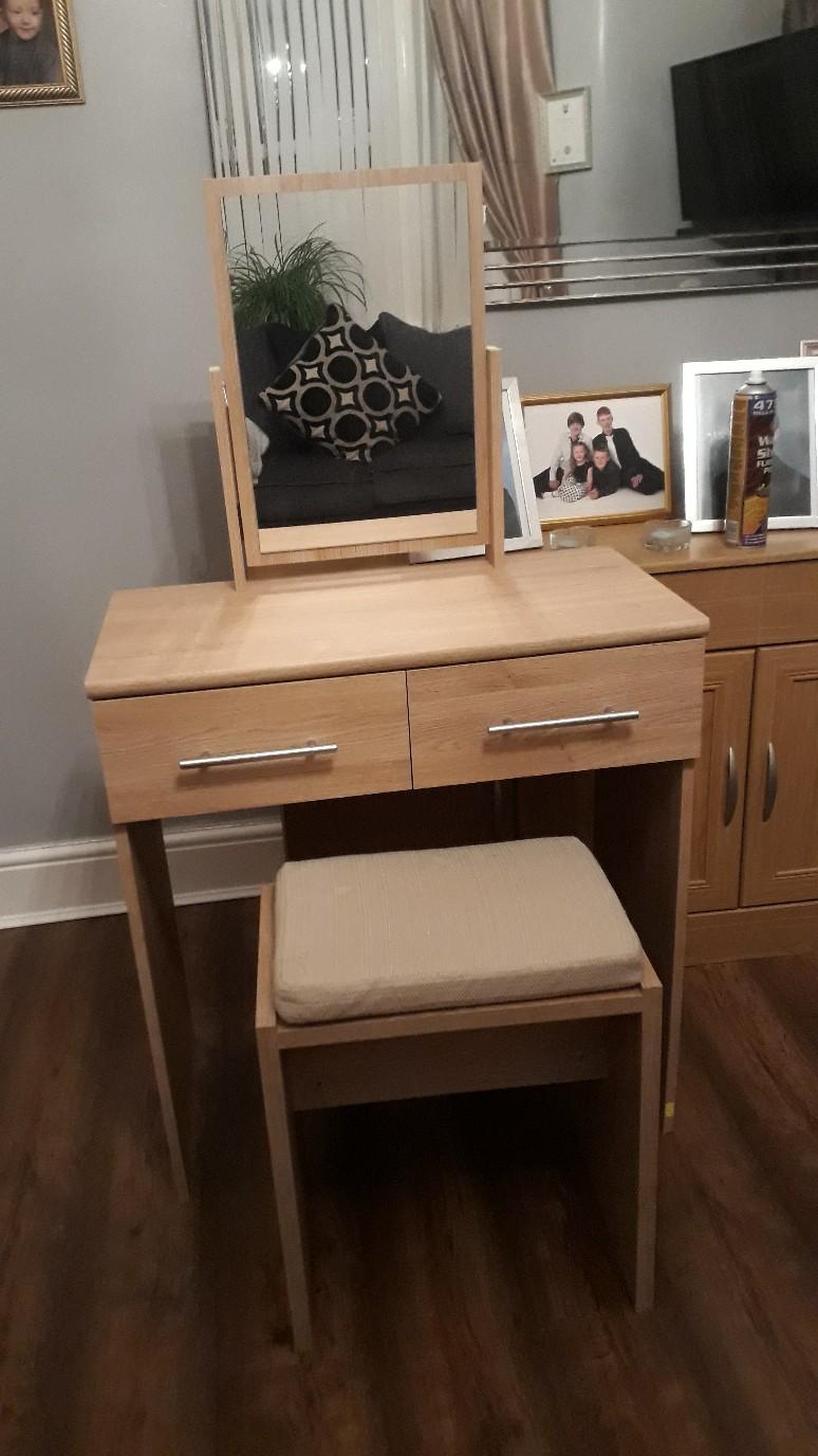 Small oak dressing table with stool & mirror. in CH42 Wirral for £65.00