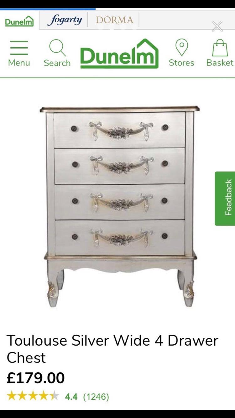 Dunelm Toulouse Silver Furniture bundle in Amber Valley for £130.00 for