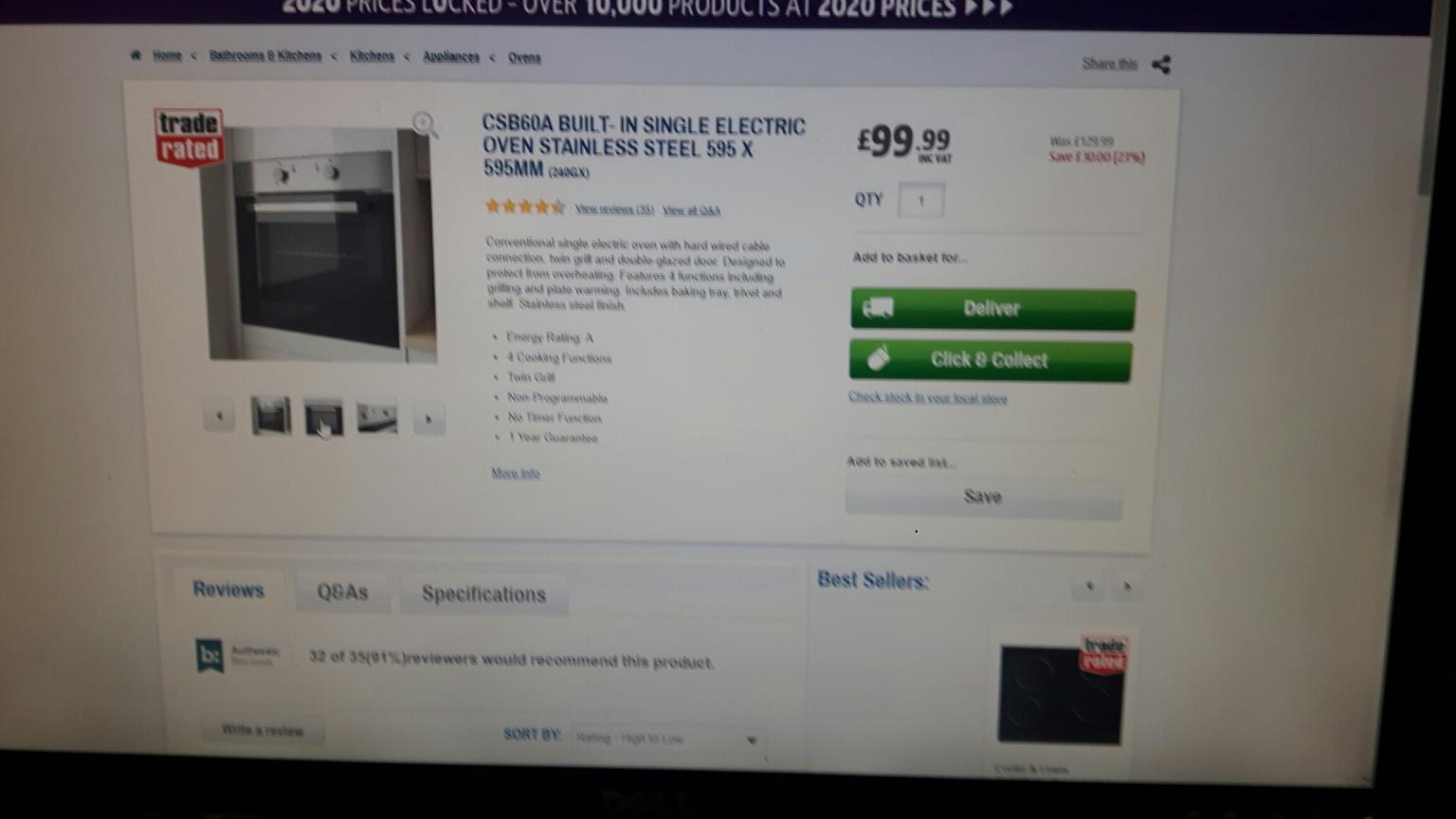 CSB60A Built in single Electric oven in KT3 London for £50.00 for sale Shpock