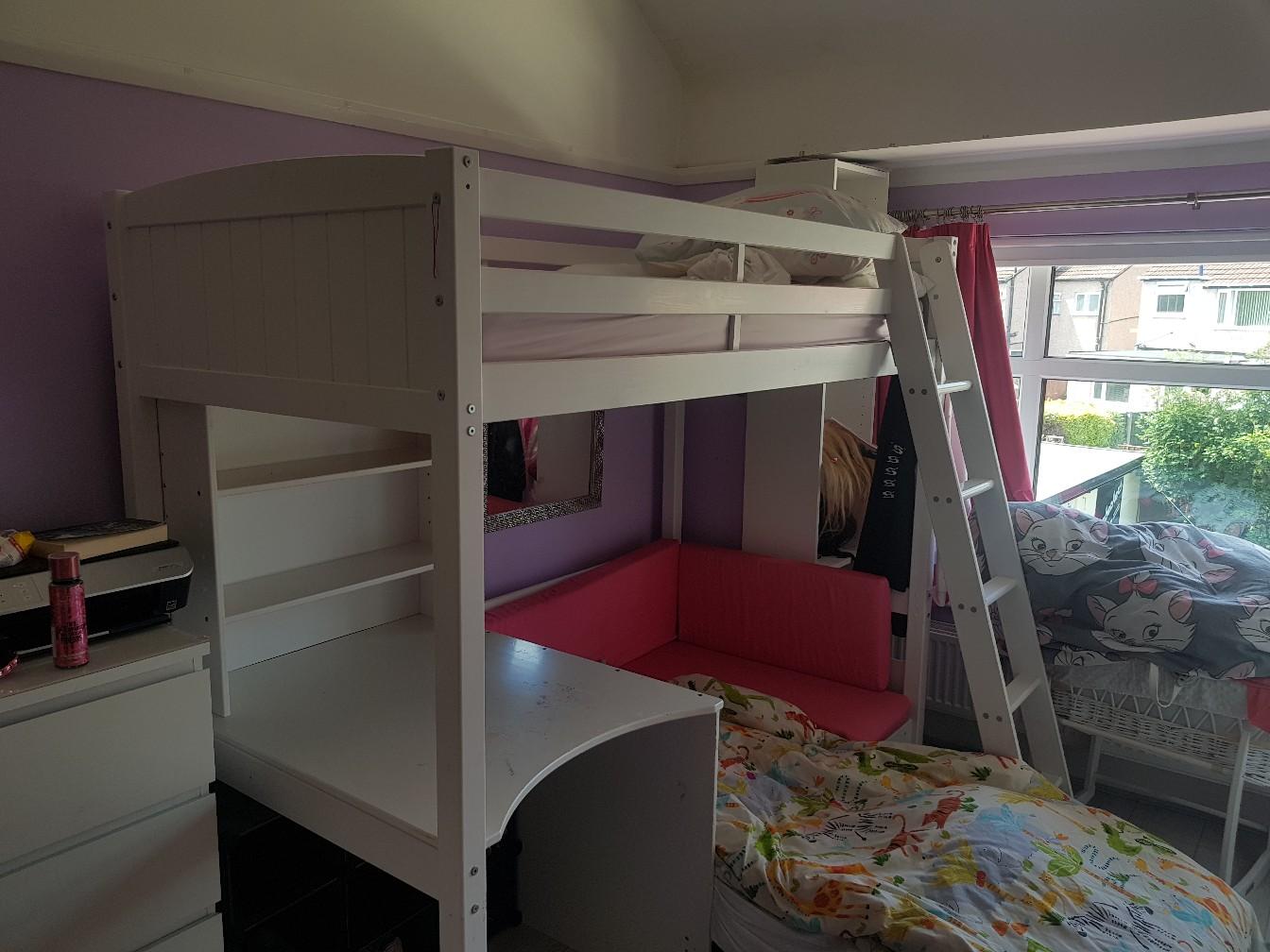 bunk bed with pull out bed and desk and chair in CH46 Wirral for £100.