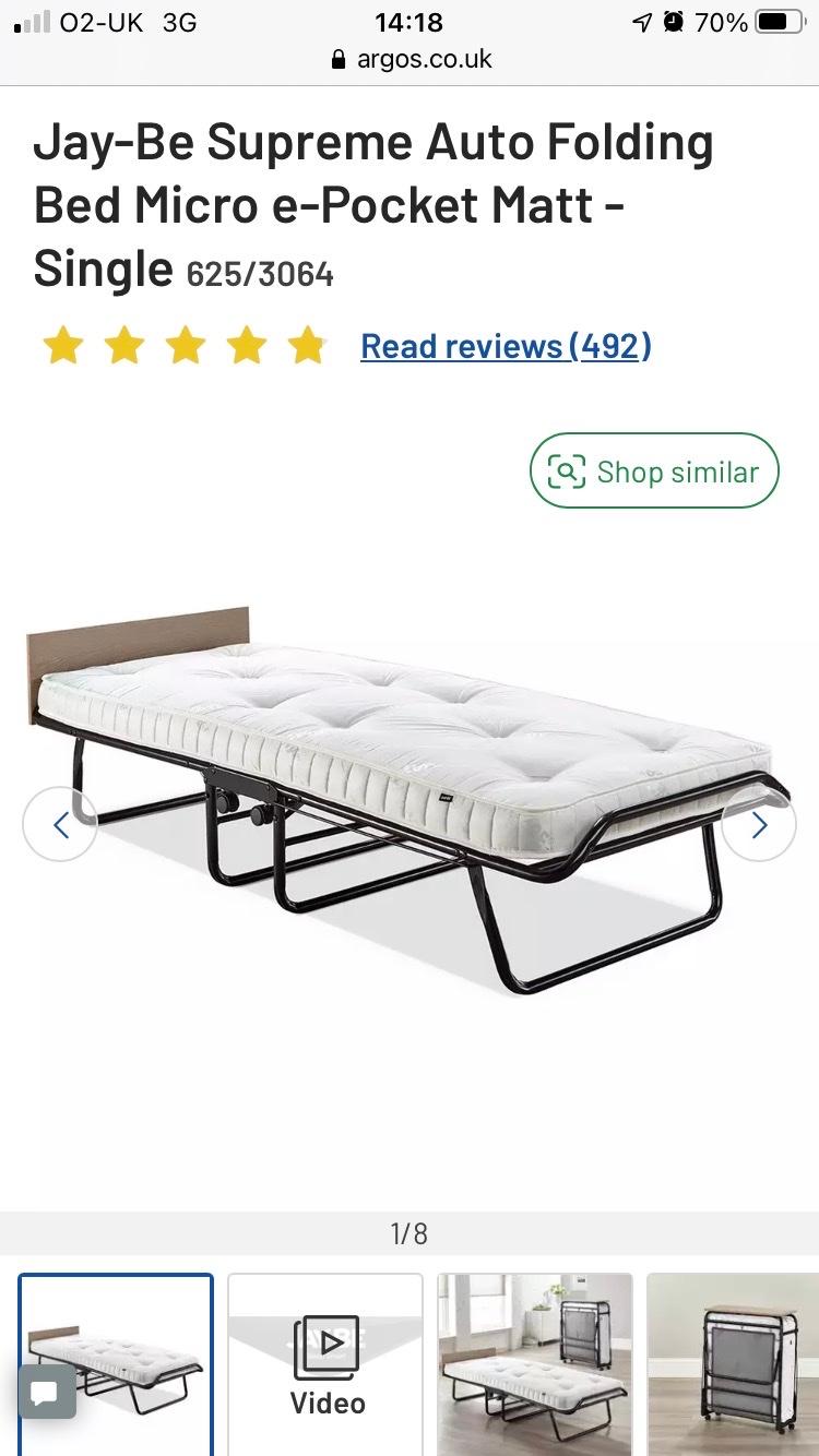 Jaybe supreme fold up bed in South Staffordshire for £50.00 for sale
