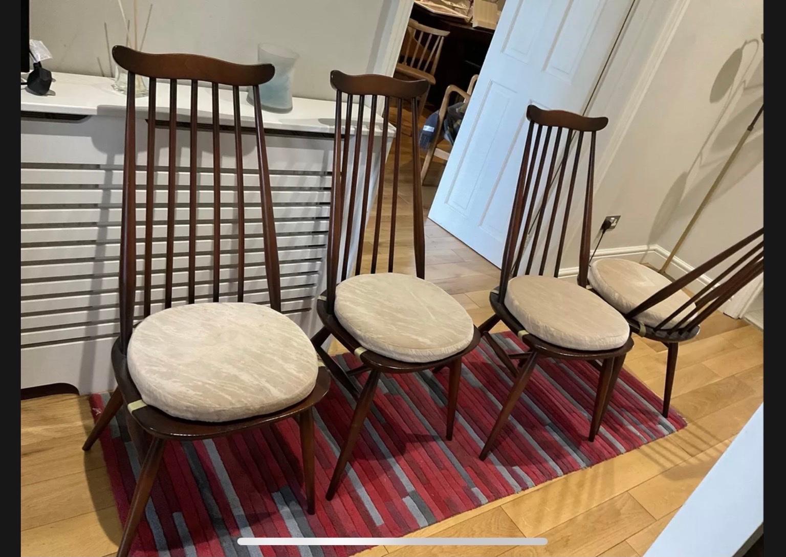 Ercol Windsor Chairs &Original Seat Cushions in E12 London for £200.00