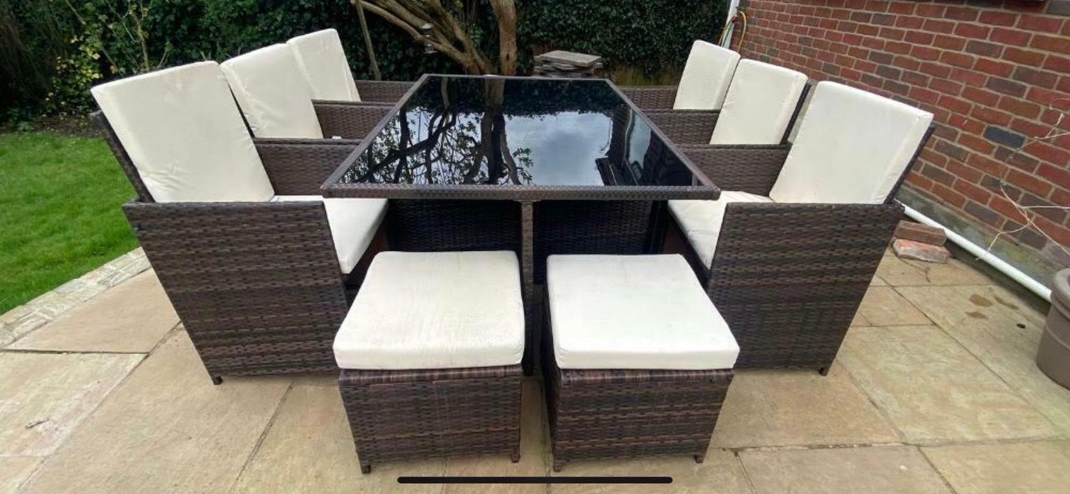 RATTAN GARDEN FURNITURE CUBE SET SEATS 10 in St Albans for £520.00 for