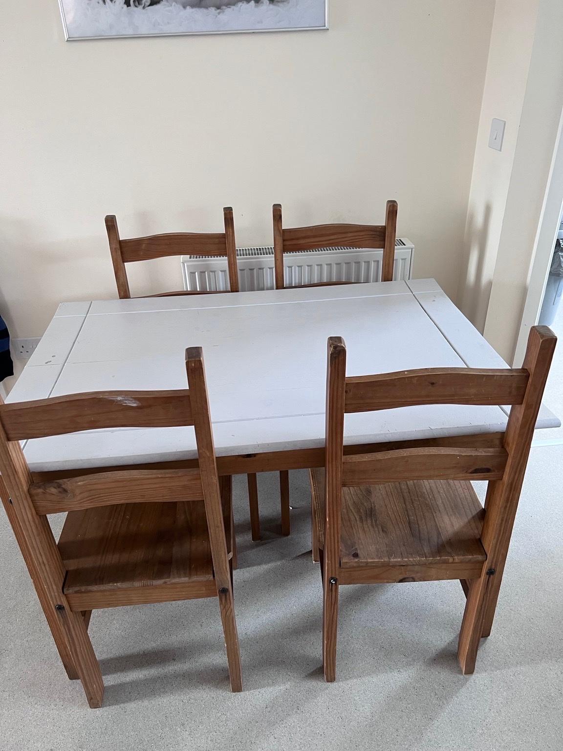 Solid Wood Table and 4 chairs in B80 Redditch for £50.00 for sale Shpock