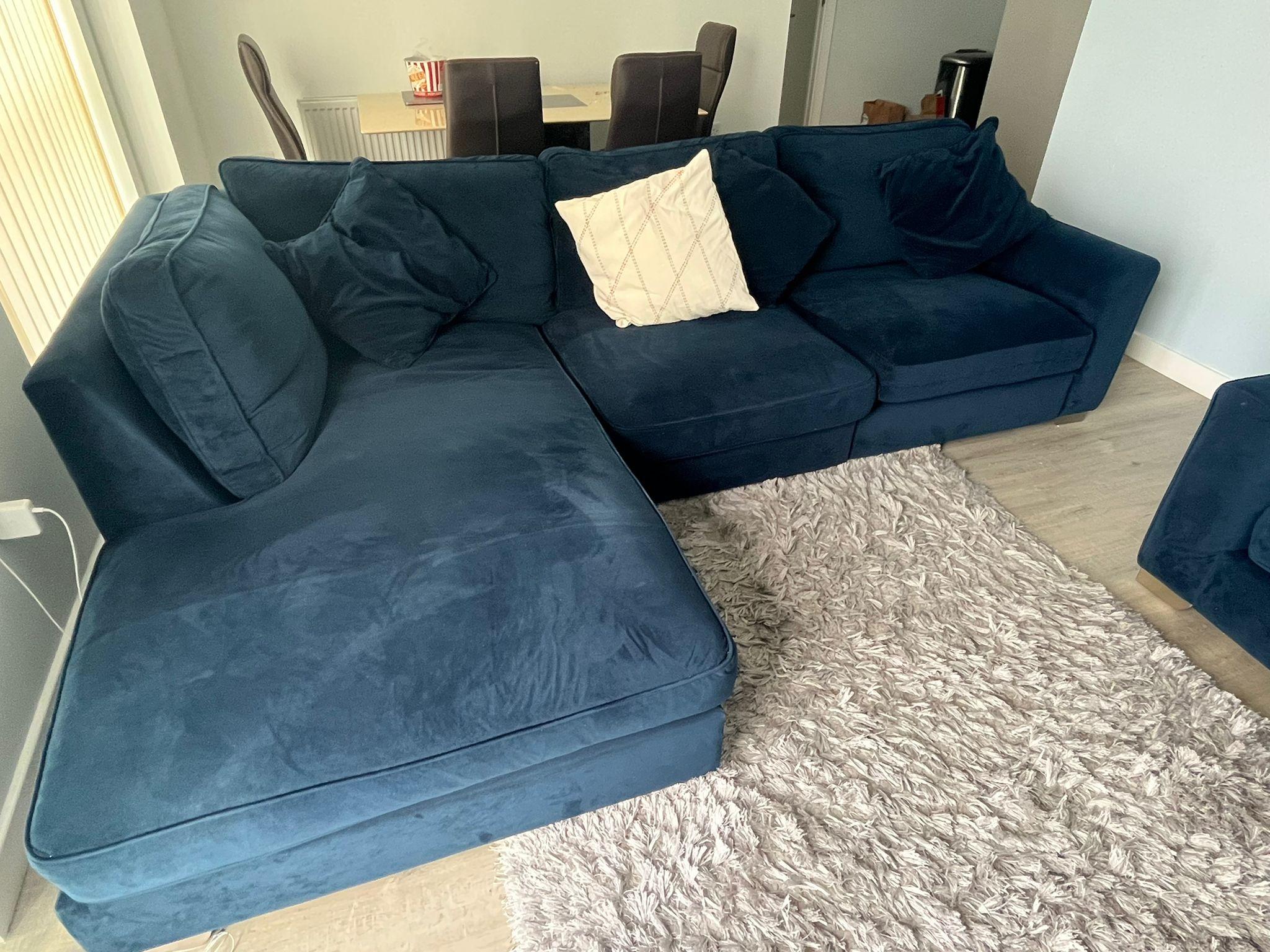 Isobel Fabric Corner Sofa with Chaise End in E14 Hamlets for £500.00