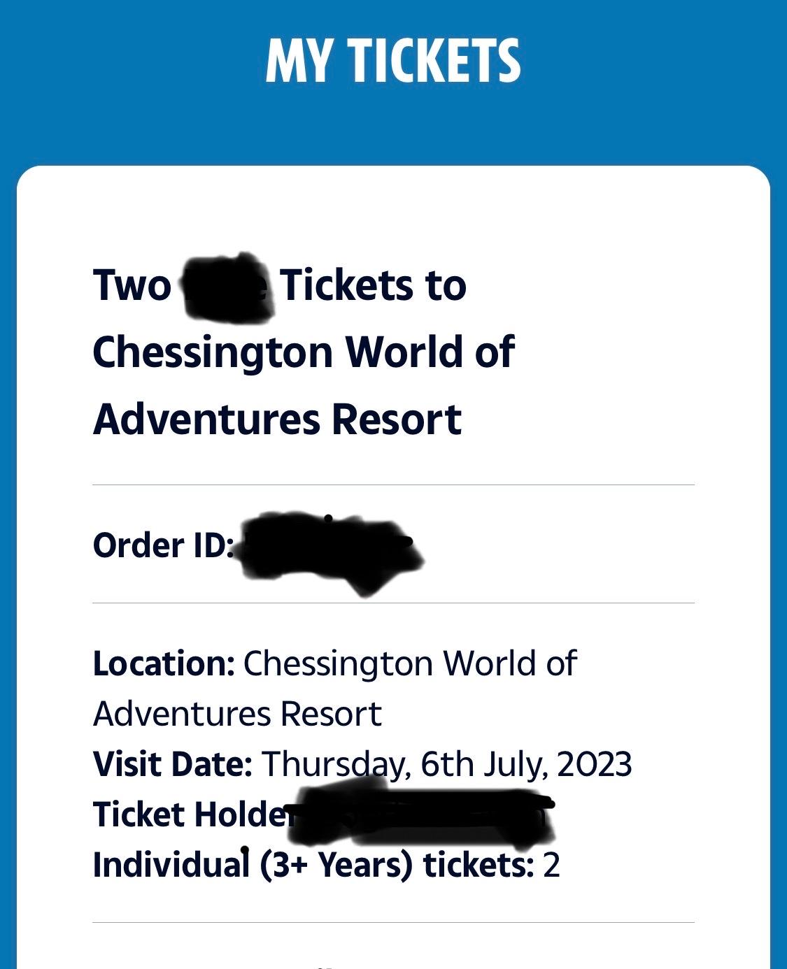 Chessington World of Adventures 2 Ticket adul in Colnbrook für 80,00