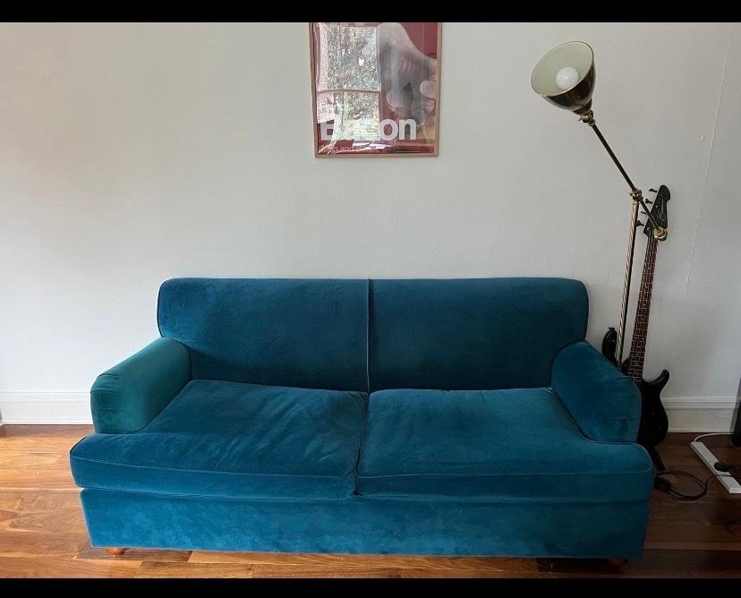 blue velvet sofa bed in NW3 Camden for £200.00 for sale Shpock