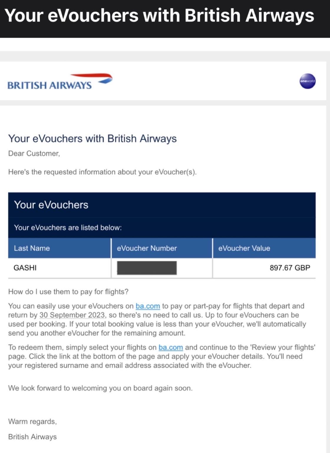 £900 British Airways Voucher in BR1 London for £600.00 for sale Shpock