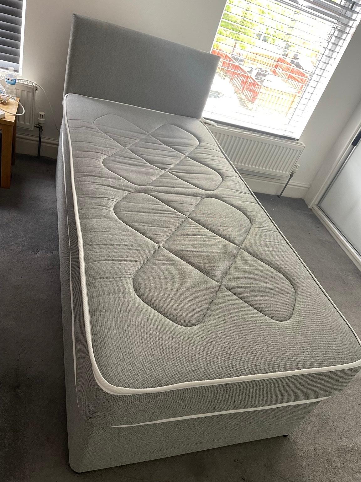 Grey single bed with mattress and headboard in S9 Sheffield for £160.00