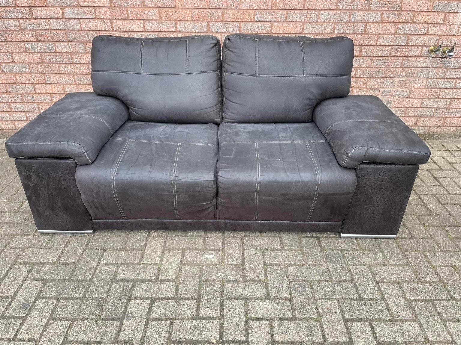 2 SEATER BLACK SUEDE LEATHER SOFA in S62 Parkgate for £60.00 for sale