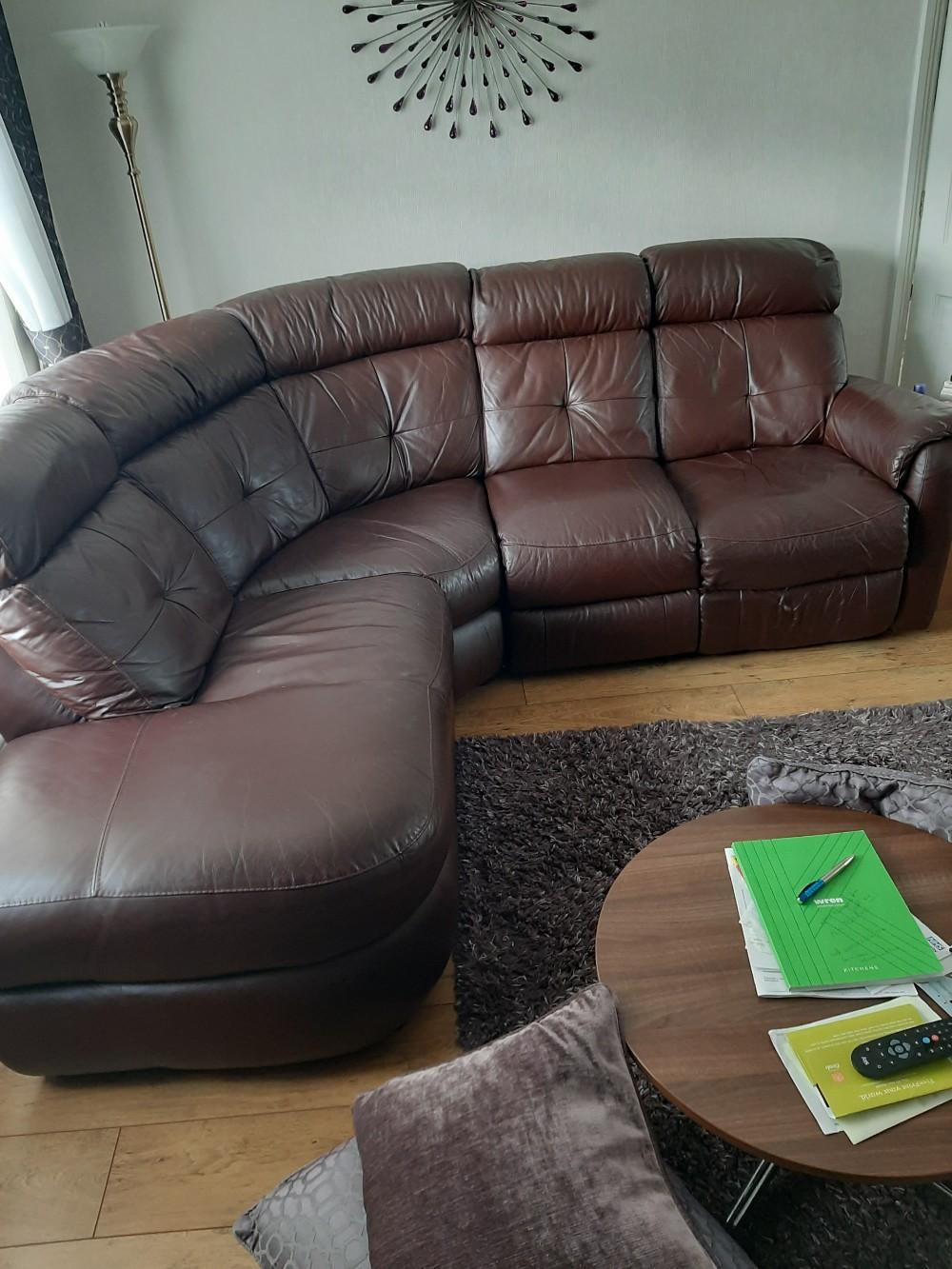 brown leather corner sofa in WV11 Wolverhampton for £150.00 for sale Shpock