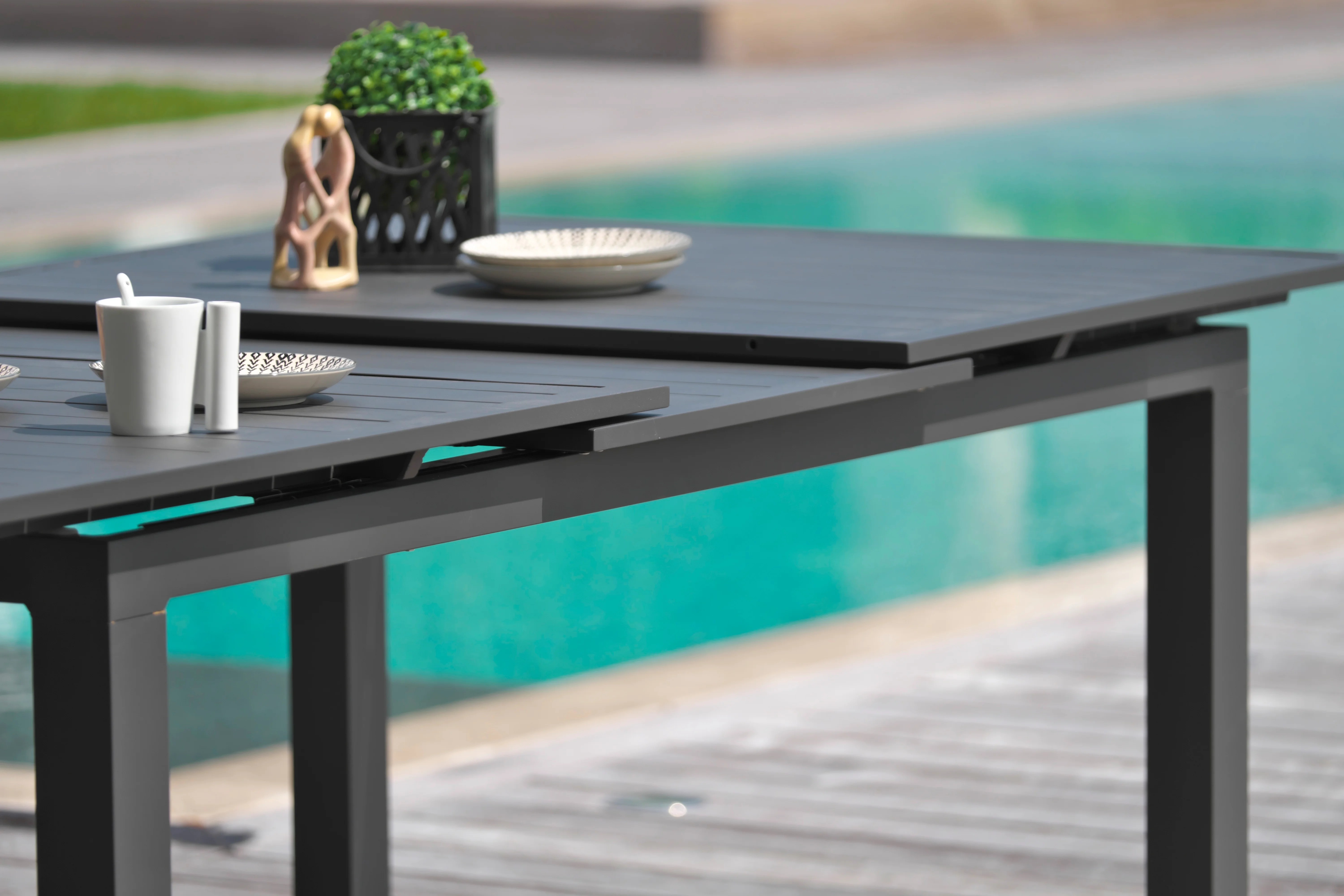 Table de jardin de repas Miami rectangulaire gris Table de jardin de repas Miami rectangulaire gris