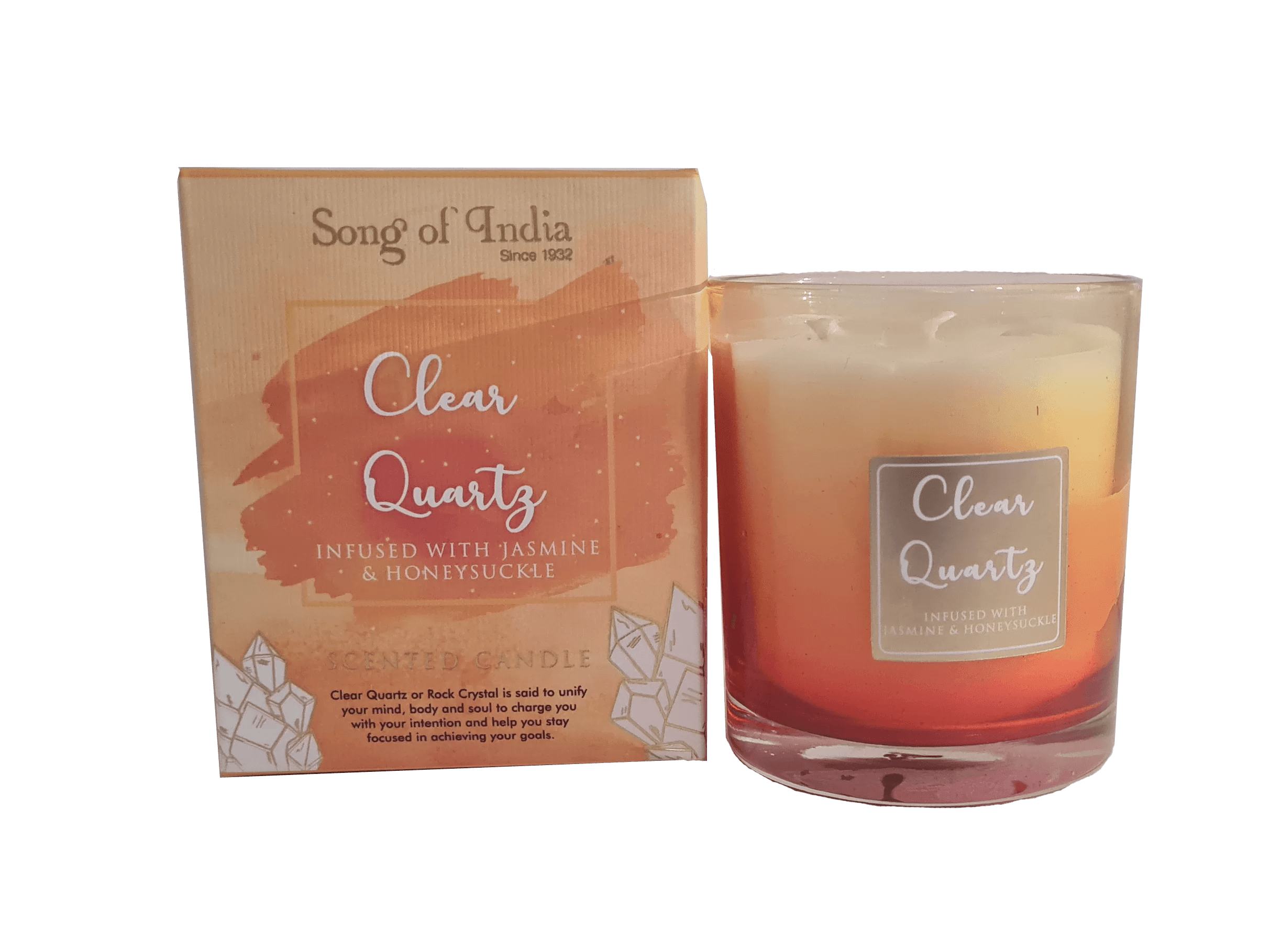 Soy Scented Candle Jasmine & Honeysuckle with Clear Quartz M2 Australia