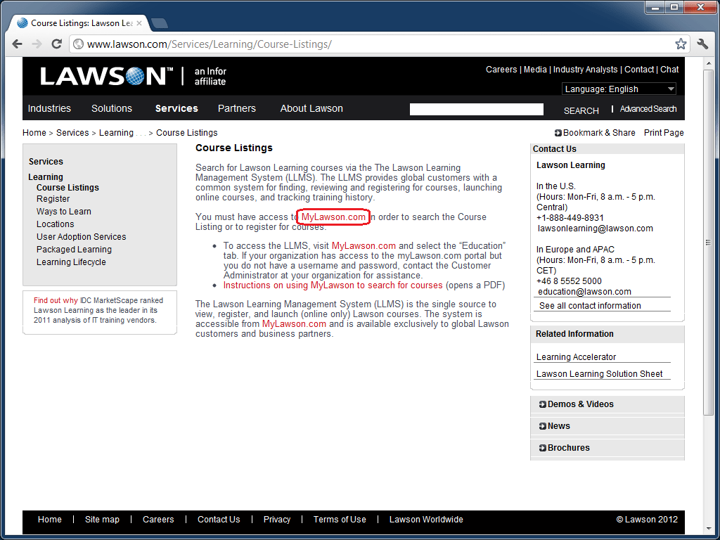 Lawson Learning courses M3 ideas